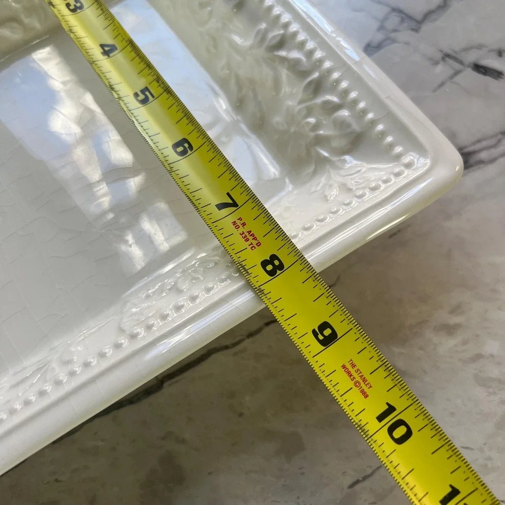 Vintage Italian Creamware Serving Platter with Floral Rim by Ceramica‎ Stefani